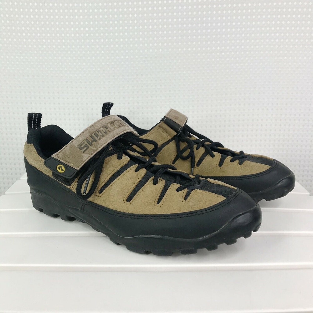 Shimano Mens Cycling Cleats US 10 EUR 44 Beige Tan Black Lace Up SH-M035